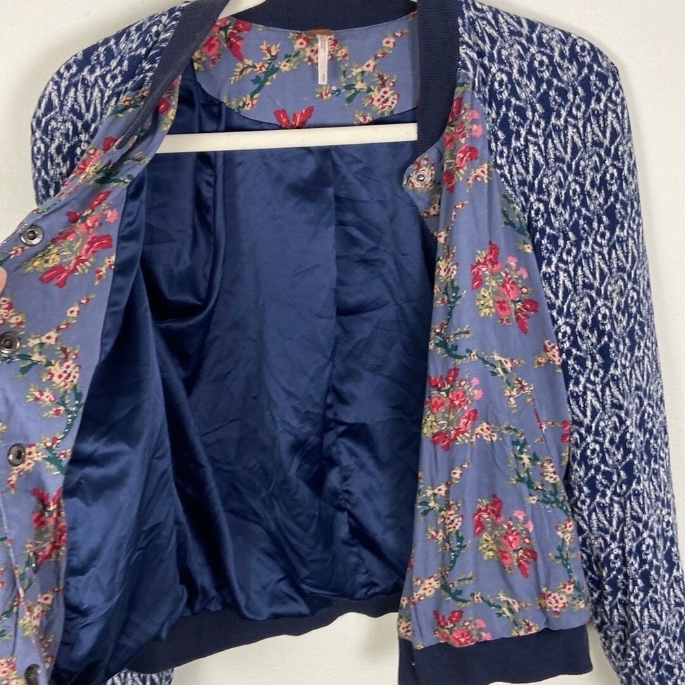 Free‎ People Women's S Floral Quilted Baseball Bomber Jacket Boho Summer Coastal - Picture 6 of 6